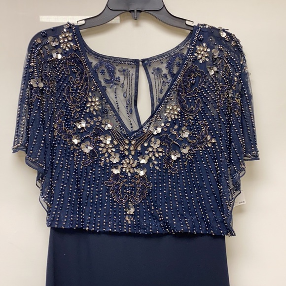 Aidan Mattox BLUE Twilight beaded bodice Long evening gown - Picture 9 of 10